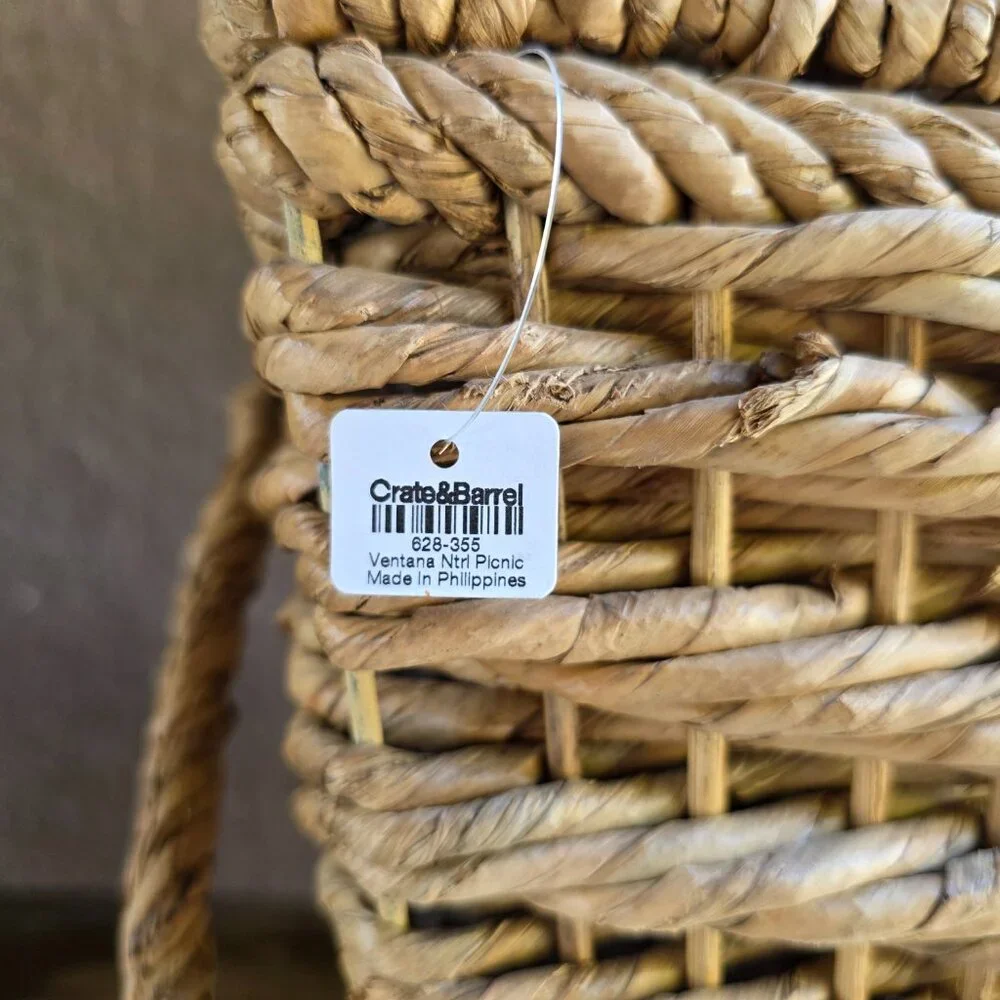 Picnic Basket Crate & Barrel New Vintage Never Used